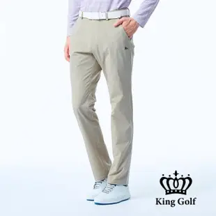 【KING GOLF】門市新品-男款合身彈力KING刺繡休閒高爾夫球長褲(卡其)