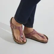 BIRKENSTOCK GIZEH SHINY PYTHON FUCHSIA WOMEN'S FLIP-FLOPS SANDALS THONGS
