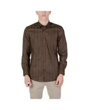 Antony Morato Geometric Print Long Sleeve Shirt - Shirts - Brown -Size 46