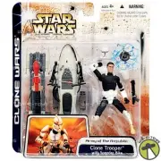 Star Wars Clone Wars Clone Trooper with Speeder Bike Figure 2003 Hasbro 84846