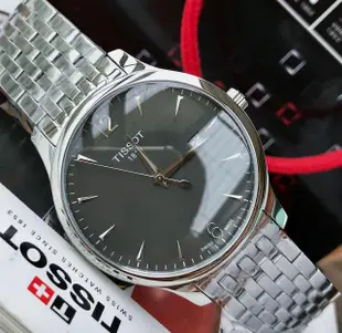 TISSOT Tradition 灰色錶盤 銀色不鏽鋼錶帶 石英 男士手錶 T0636101106700