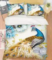 3D Yellow Peacock ZZHU64 Bed Pillowcases Quilt Duvet Cover Set Queen King Zoe