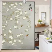 Frosted Stained Privacy Window Films Static Glass Sticker Flower Bird Pattern