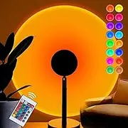 Balkwan Sunset Lamp Projection Rotation Rainbow Projection Lamp Led Romantic Visual Led Light Network Red Light with USB Modern Floor Stand Night Light Living Room Bedroom Décor (16 Color Sunset Lamp)