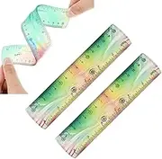 WADY 2 Pieces Flexible Ruler, Flexible Ruler Plastic Ruler Shatterproof Straight Edge Ruler 15/30cm Soft Bendable Ruler for School Classroom Office Kids & Adults (Colorful, 6inch)
