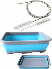 Hose and Mask for CPAP Cleaning Brush with Collapsible Wash Basin Bucket Tub - Essential Care Kit for CPAP Users, Suitable for 7 Feet Tubing and 22mm 19mm Diameter (Standard Set Basin & Brush)