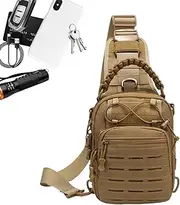 [Nuyhgtr] Men Chest Bag, Men Sling Pouch Small Pack, Trendy Lightweight Daypack, Storage Pocket Backpack Travel Accessories for Workout, Hiking, Walking, Cycling, 7.48x4.33x15.75 inches, Khaki, Refer to