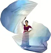 2pcs Worship Flags for Dance Church Praise Dance Flags for Worship Semicircle Angel Wing with Telescopic Rods Worship Banner (White-Blue)