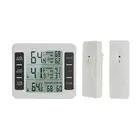 Digital Refrigerator Thermometer Indoor Outdoor 2 Sensor with Audible Alarm