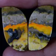 Natural BumbleBee Jasper Match Pair 31.50 Cts. Cabochon Gems For Earring Jewelry