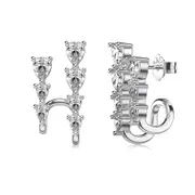 ANYCO Earrings 925 Silver Diamond Ear Crawler Stylish Fashion Accessories