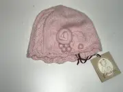 FLORIANE - JEAN BOURGET New GIRLS KIDS PINK HAT W/FLOWER Sz: 2 RTL: $40 R358