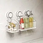 Removable Spice Rack Punch-Free Shower Shelf Suction Cup Storage Rack Restroom
