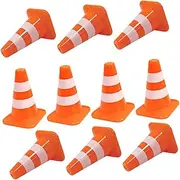 Kisangel 10pcs Mini Traffic Cones Safety Road Signs Educational for DIY Micro Landscapes Scene Decor Birthday