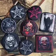 Santanic Horror Rock Word Indy Iron on Printed Canvas Patch For DIY crust pants