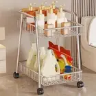 Laundry Room Cart with Wheel Rolling Storage Cart 2 Tier Office Shelf