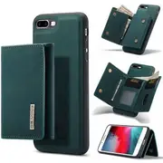 DG MING For Apple iPhone 7 Plus /8 Plus Premium Trifold Wallet Leather Case With 2-in-1 Magnetic Detachable Card Holder Pocket Cover - Blue