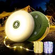 Camping String Lights, 2Pack Light for Indoors and Outdoors,4 in 1 Quick Storage 33FT Rechargeable Tent Lights String with 8 Lighting Modes,Waterproof Camping Lights for Campings,Party Festival