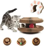 DWYYWSM Kitty Kurlz,Cat Toy, Accordion Cat Scratcher, Cardboard Accordion Cat Toy, Foldable Cat Accordion Toy, Magic Organ Cat Scratching Board, Interactive Scratch Pad with A Ball, Yellow