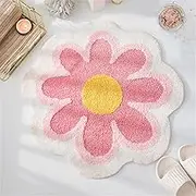 YRXRUS Flower Bath Mat, Pink Bathroom Rug, Beauty Bath Mats, Ultra Soft Microfiber Bath Rug, Machine Washable Flower Bathroom Mat, Shower Bathtub Mat Gift Cute Room Decor, 29.5x29.5 in