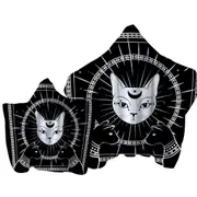 Black and White Egyptian Cat God Towel with Hood