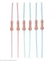 Reusable Plastic Willy Penis Straws for Bacherlorette Hen Party Pack 6