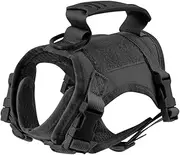 Tactical Cat Harness Leash for Walking Escape Proof Adjustable Kitten Vest with Patch for Military Service Small Dog Training,Black Harness