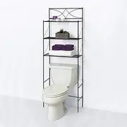 3 Shelf Over Toilet Bathroom Space Saver Towel Storage Rack Organizer (Black)