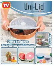 COPPER CHEF UNI-LID 3 ROUND STRETCHABLE AIRTIGHT LIDS Set of 3 SIZES 4” 7” & 9”