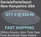 x2 200mm x 3mm Borosilicate Glass FLAT ROUND PYREX 3D Printer Bed Platform USA