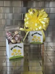 Get Well Soon Gift Box-Basket & 1/2 LB Dum Dum Lollipops Candy Wrap & Yellow Bow
