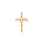 14K Yellow Gold AAA Real Diamond cross pendant