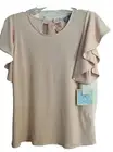 Women's Ruffled Flutter-Sleeve Top, Color Secret Blush Size Medium With Tie NWT