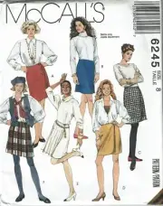 McCalls Sewing Pattern 6245 Wrap Skirt Misses Size 8