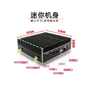 {最低價}迷你主機酷睿10代i7/i5/i3無風扇靜音工控主機雙4K高清電腦