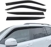 AUSGO Weathershields Compatible with Toyota Land Cruiser 300 Landcruiser 300 LC300 2021-Onwards, Injection Stainless Trim Weather Shields Window Visors Wind Deflectors Sun Rain Guard 4PCS Set