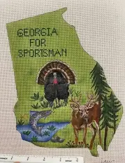 Handpainted Needlepoint Georgia Sportsman Canvas18 mesh