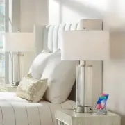 Watkin Modern Table Lamps 27 1/2" Tall Set of 2 Glass USB Outlet LED for Bedroom
