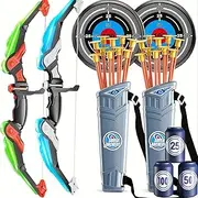 2 Pack Kids Bow and Arrow,LED Light Up Archery Toy Set with with 20 Suction Cup Arrows & 2 Quiver, 2 Score Target,Perfect Indoor and Outdoor Archery Set Toy Boys and Girls Ages 4-12