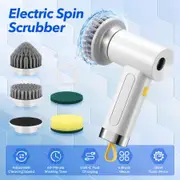 Electric Spin Scrubber Cordless Home Car Power Cleaning Brush 4 Heads for Toilet Bath Tub Tile Floor Wall Shower Grout Window Kitchen Sink