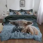 Size Duvet Set, Soft Single Duvet Cover with 2 Pillowcases, Cows on frosted