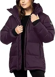 [URBAN BUCK] Packable Puffer Jacket Womens Kimber Maroon Lightweight Women Parka Scuba Hooded Jackets Windproof and Water Repellent (XXL), Kimber Maroon Packable Puffer Jacket Women