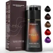 PolarHair Dye Shampoo, PolarHaircare Instant Dye Shampoo, H.air D-ye Sham-poo 3 in 1 for Gray H-air, Color Sham-poo Hair D-ye for Ha-ir Coverage, Keeping Ha-ir Healthy and Shiny (Dark Brown)