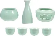 1Set Ceramic Sake Serving Set with Warmer Sake Cup and Heater for Hot Sake Traditional Sake Set for Home Use for Sake Lovers and Entertaining Guests