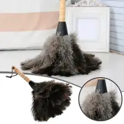 13" Ostrich Feather Duster Durable Dust collecting Cleaning Tool Wooden Handle