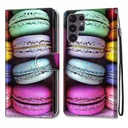 Pattern Printing Phone Case Pu Leather + Tpu Phone Cover With Stand Wallet And Wrist Strap For Samsung Galaxy S22 Ultra 5g - B02 Lime
