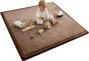 Baby Play Mat for Floor, Thicked Memory Foam Kids Rug, Soft Coral Velvet Nursery Rug, Extra Large Non Slip Crawling Mat for Toddlers,Infants,Tatami Mats for Living Room (Coffee, 150x200cm)
