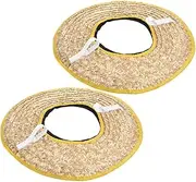 GAROZATION 2pcs Straw Hard Hat Sunshade Visor for Construction Workers Breathable Brim Extender Easy to Attach Hard Hat Accessory Ventilated Cooling Cap for Outdoor Work Random Color