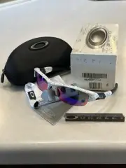 New Oakley Flak Jacket 1.0 White Text w/+Red Iridium Asian Fit 24-025J