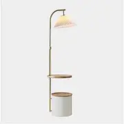 Indoor Floor Lamps Wood Floor Lamp - Floor Light for Bedroom & Living Room - Mid Century Modern Floor Lamp with Coffee Table for Farmhouse Standing Lamp(Natural)